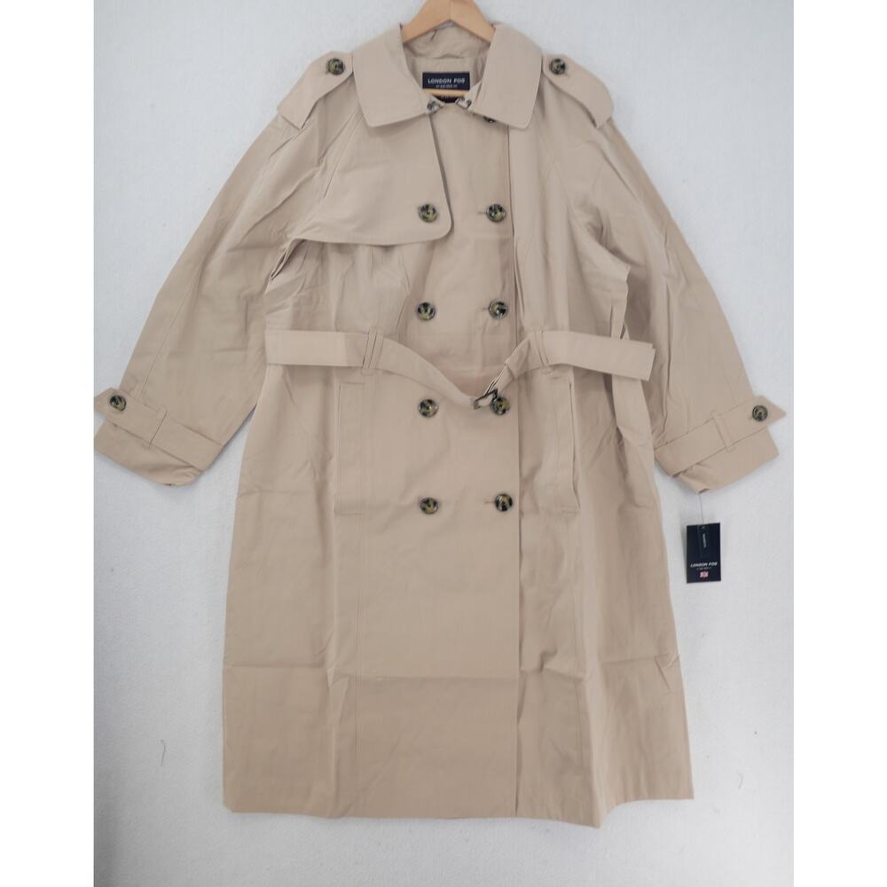NEW London Fog Women's 2X Double Breasted Trench Coat  Rain Coat Stone Tan - Picture 4 of 16
